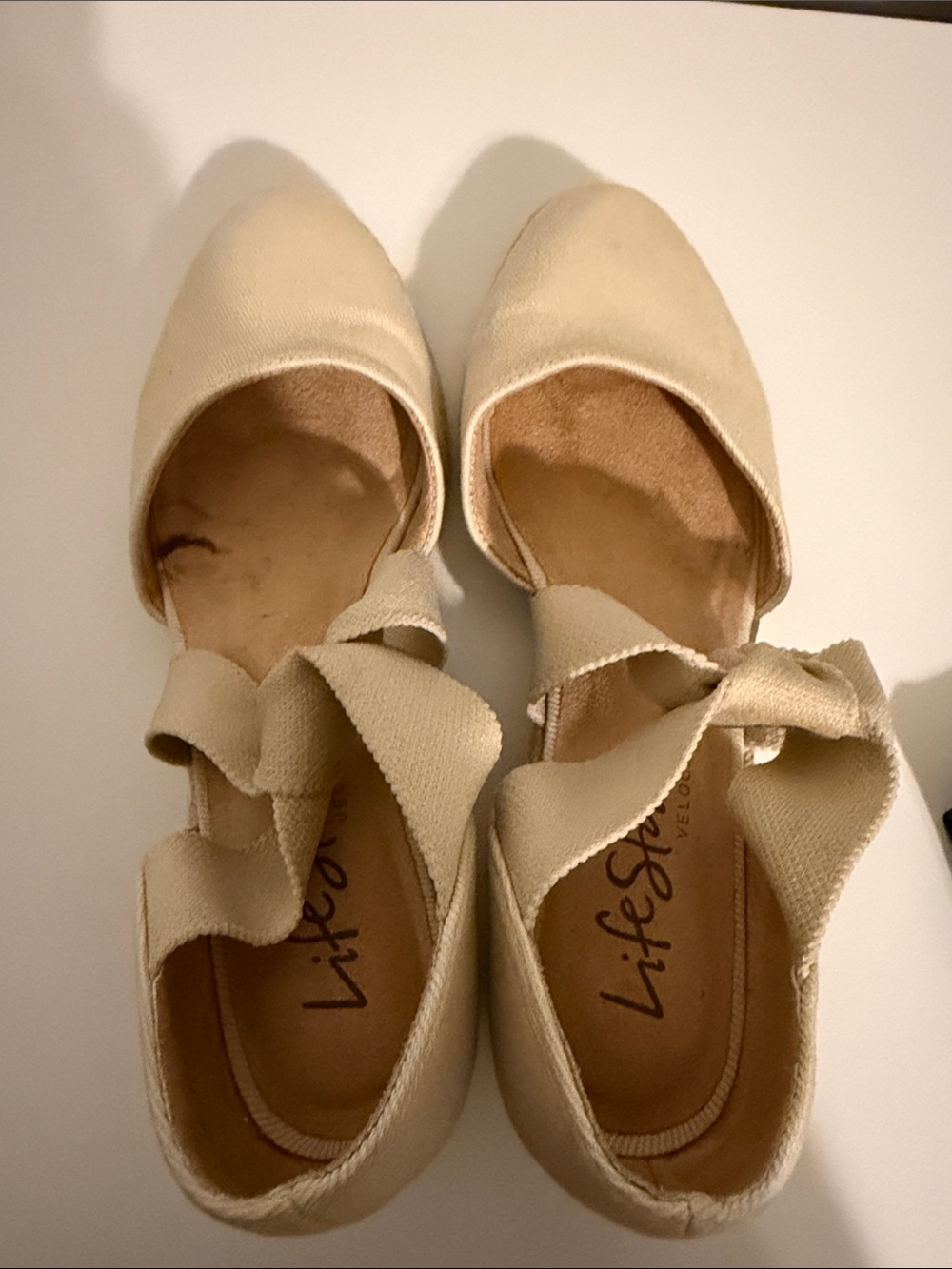 Life Stride Cream Espadrille Tie-Detail Flats